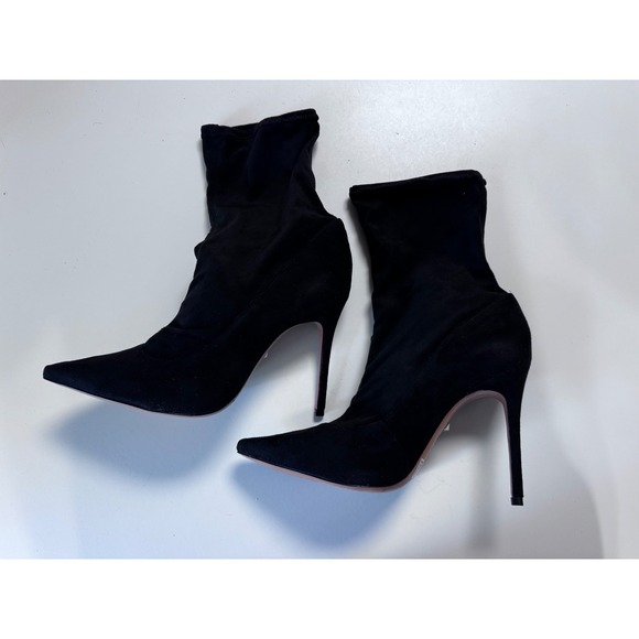 Schutz Misane Black Suede Pointed Toe Stiletto Sock Booties Size 9.5B - Picture 4 of 9